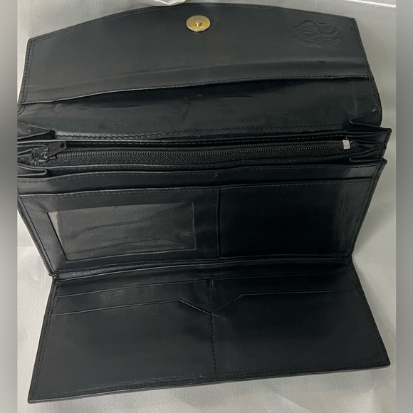 Black Long Wallet Genuine Sparkling Sting Ray Skin Billfold Snap & Zipper - Picture 5 of 8